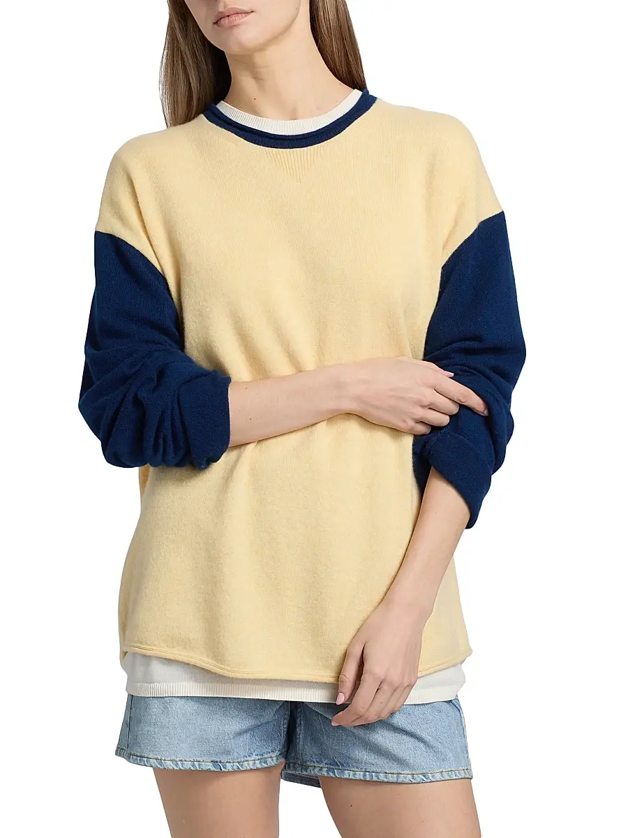 Guest In Residence Women's Cashmere Oversized Baseball Sweater | Thumbnail 3