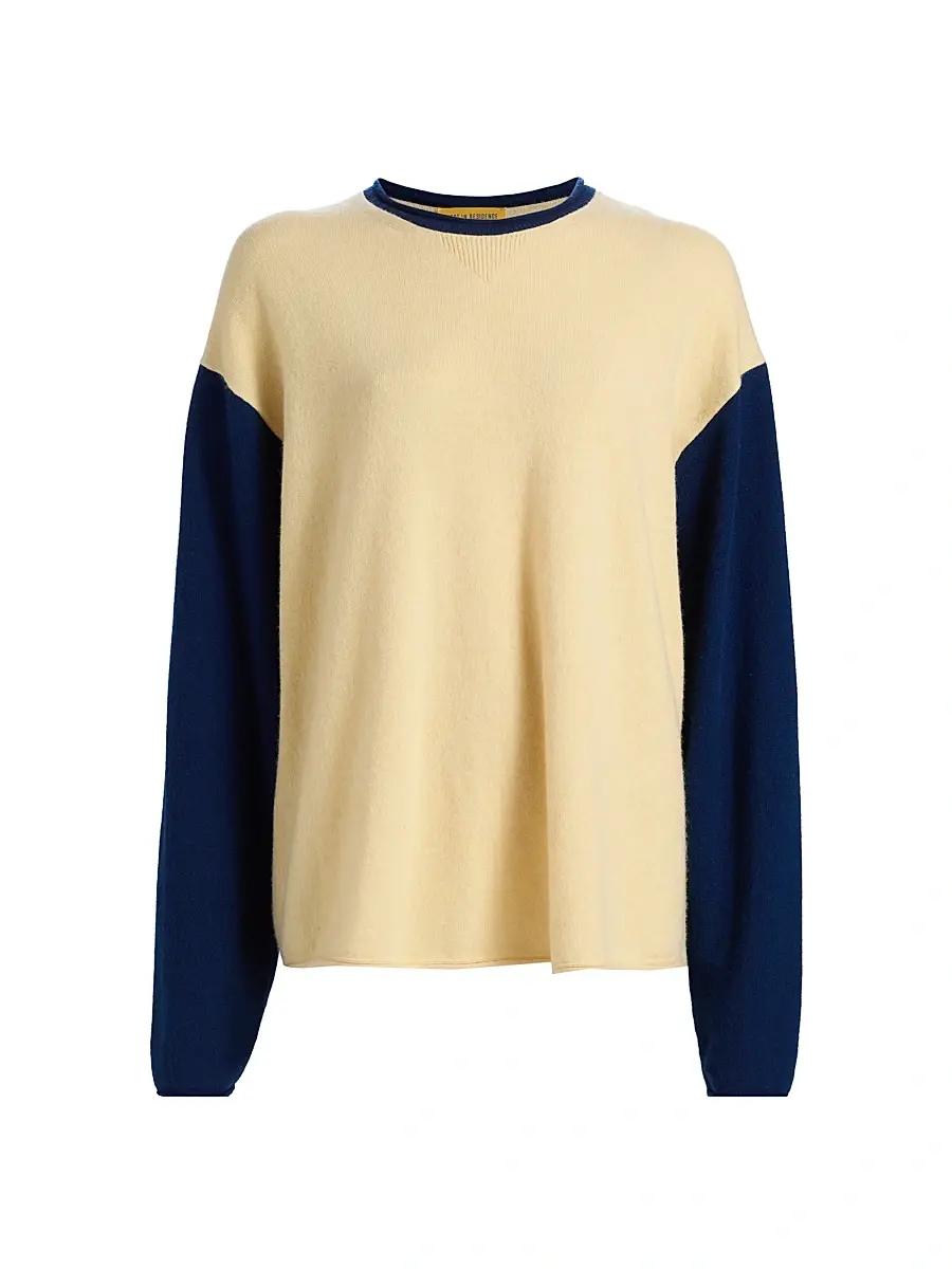 Guest In Residence Women's Cashmere Oversized Baseball Sweater - Butter Navy | Image 1 Guest In Residence Women's Cashmere Oversized Baseball Sweater - Butter Navy | Image 1