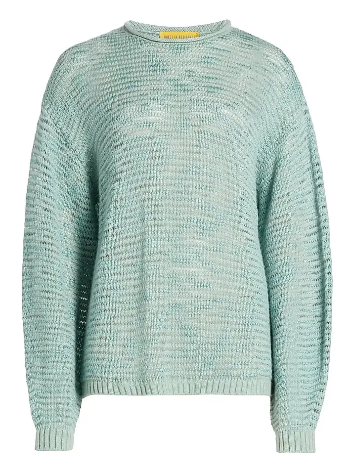 Women's Open-Knit Striped Merino Wool-Blend Sweater Women's Open-Knit Striped Merino Wool-Blend Sweater