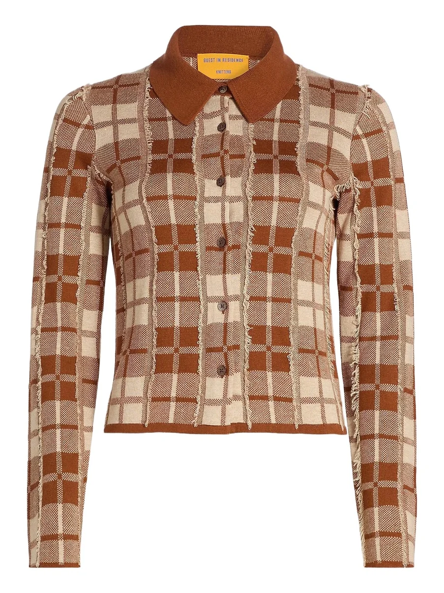 Women's Fringe Plaid Silk-Linen Shirt Women's Fringe Plaid Silk-Linen Shirt