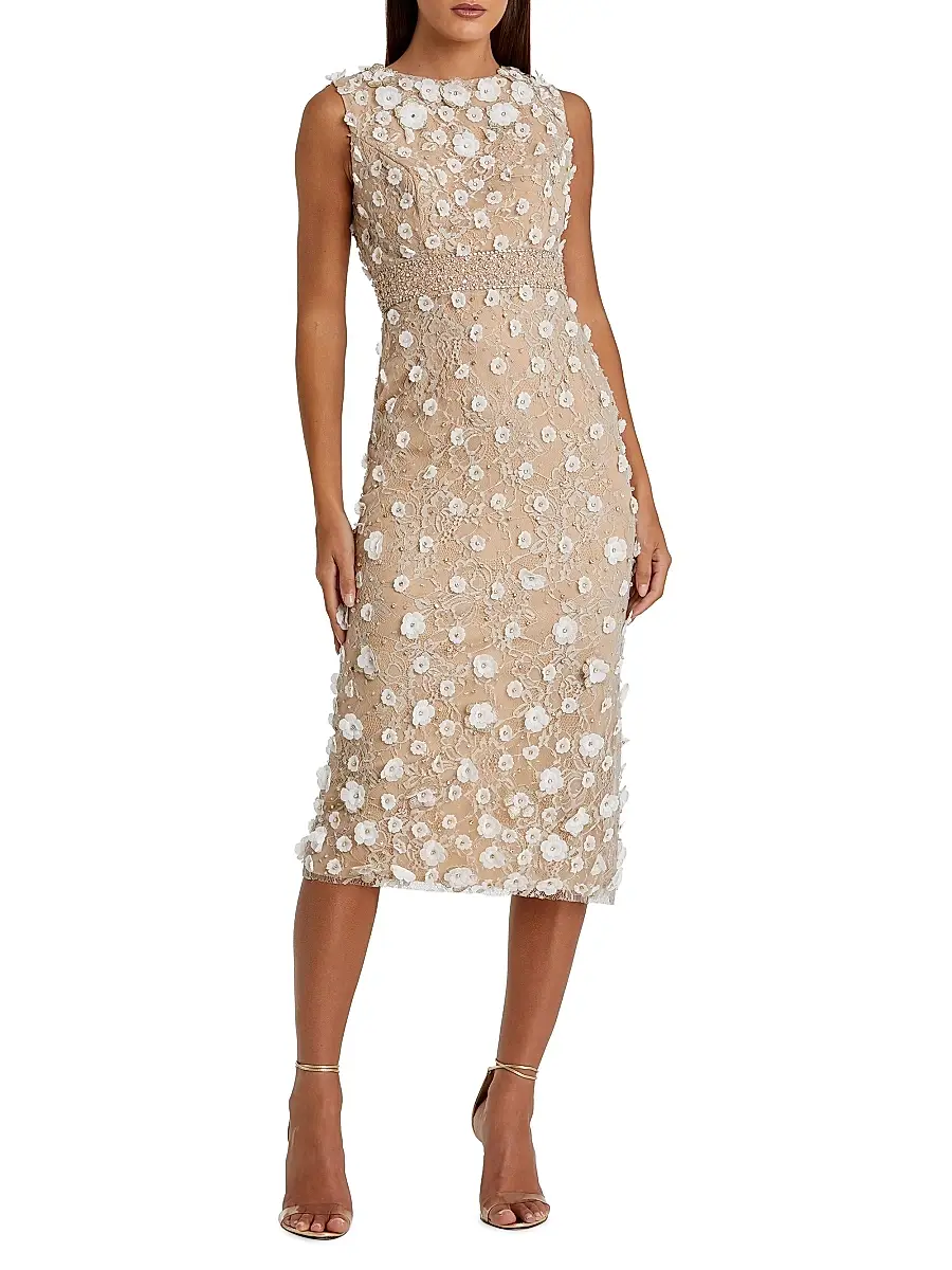 Women's Floral-Appliqué Sleeveless Cocktail Dress Women's Floral-Appliqué Sleeveless Cocktail Dress