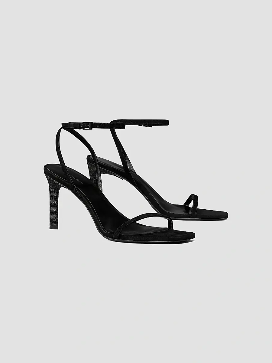 Tory Burch Women's Pave 90MM Crystal-Embellished Suede Sandals | Thumbnail 2