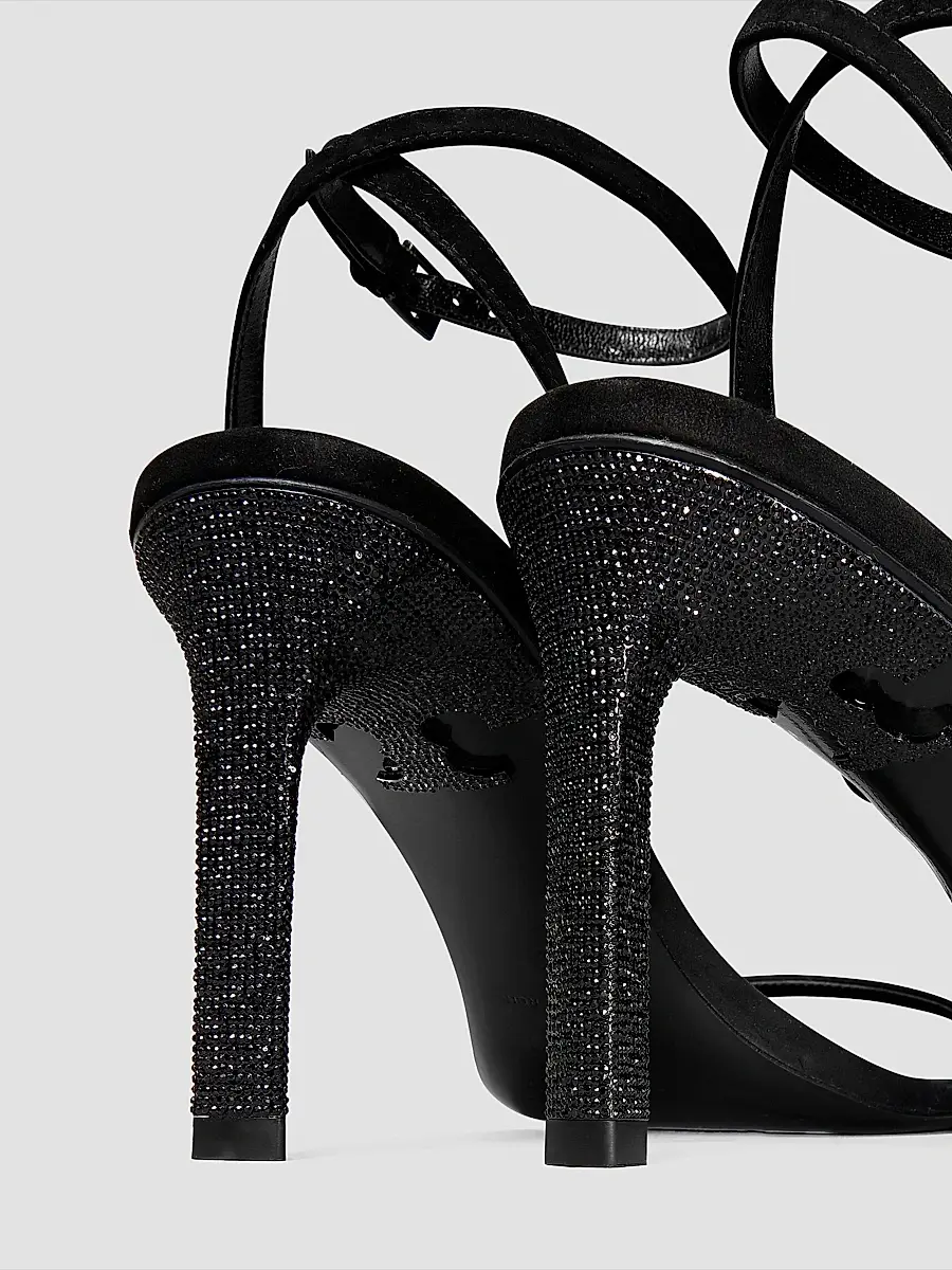 Tory Burch Women's Pave 90MM Crystal-Embellished Suede Sandals | Thumbnail 4