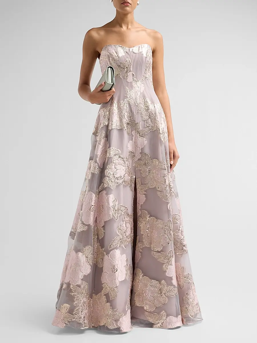 Rene Ruiz Collection Women's Floral Fil Coupe Sweetheart Gown | Thumbnail 2 Rene Ruiz Collection Women's Floral Fil Coupe Sweetheart Gown | Thumbnail 2