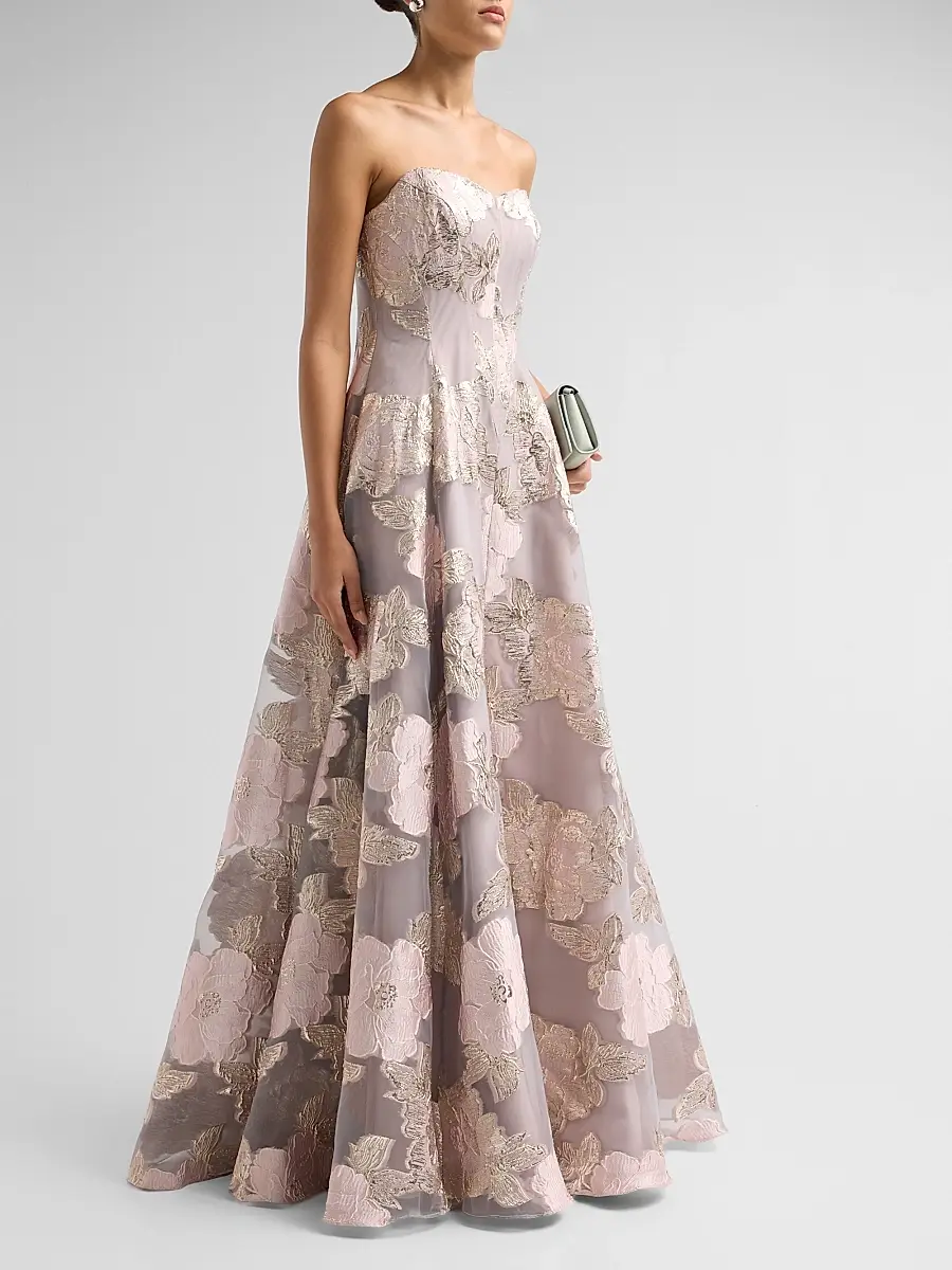 Rene Ruiz Collection Women's Floral Fil Coupe Sweetheart Gown | Thumbnail 4 Rene Ruiz Collection Women's Floral Fil Coupe Sweetheart Gown | Thumbnail 4