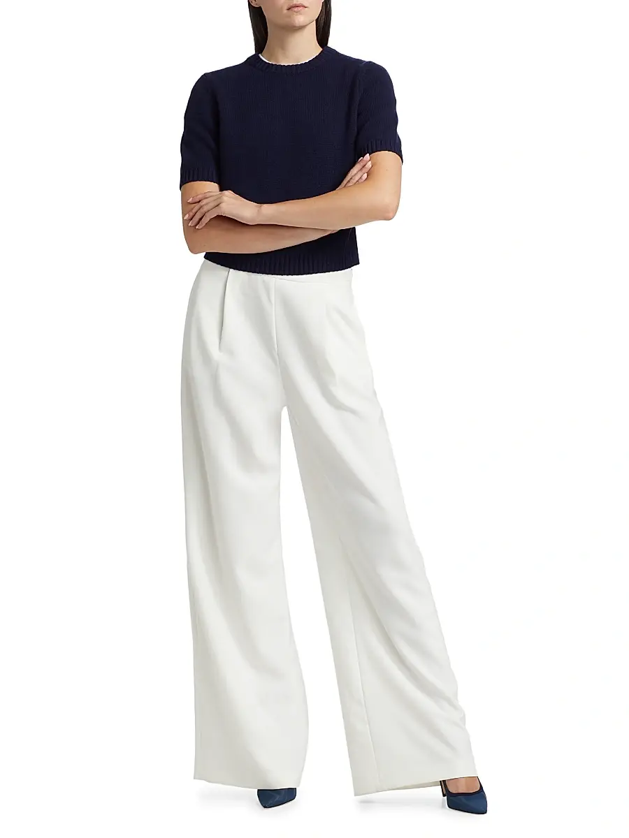Toccin Women's Elsie Wool-Cashmere Short-Sleeve Sweater - Navy | Thumbnail 2 Toccin Women's Elsie Wool-Cashmere Short-Sleeve Sweater - Navy | Thumbnail 2