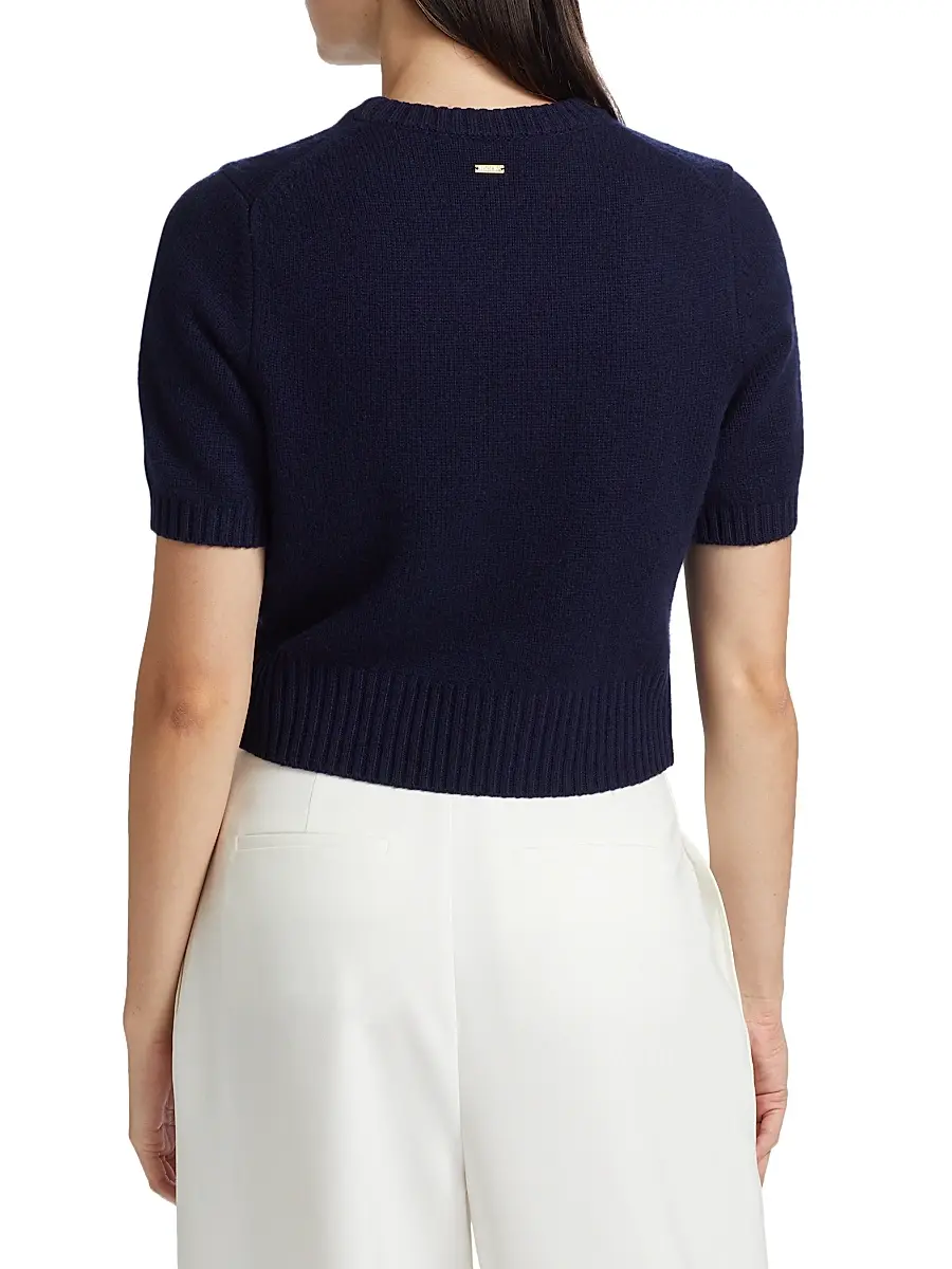 Toccin Women's Elsie Wool-Cashmere Short-Sleeve Sweater - Navy | Thumbnail 5 Toccin Women's Elsie Wool-Cashmere Short-Sleeve Sweater - Navy | Thumbnail 5