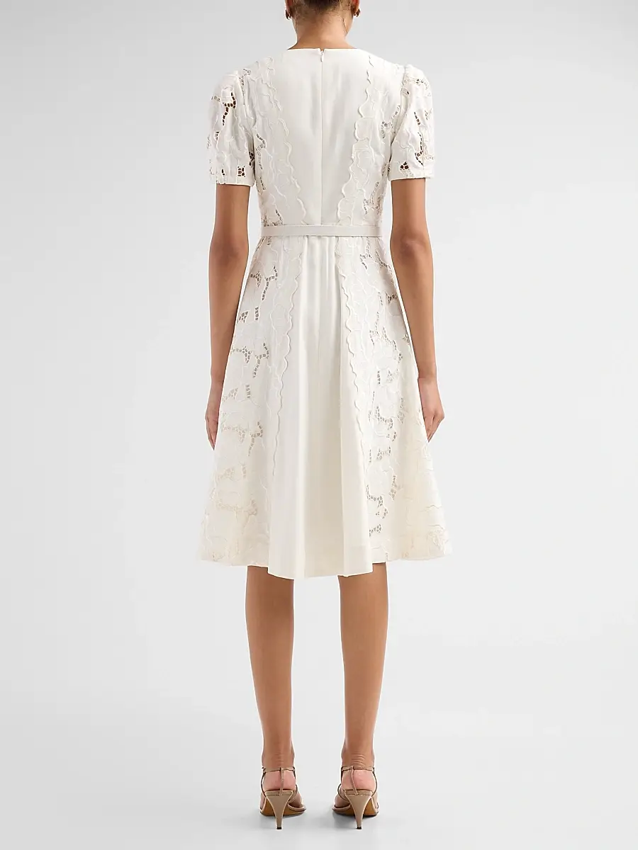 THEIA Women's Amal Floral-Embroidered Midi Dress | Thumbnail 3 THEIA Women's Amal Floral-Embroidered Midi Dress | Thumbnail 3