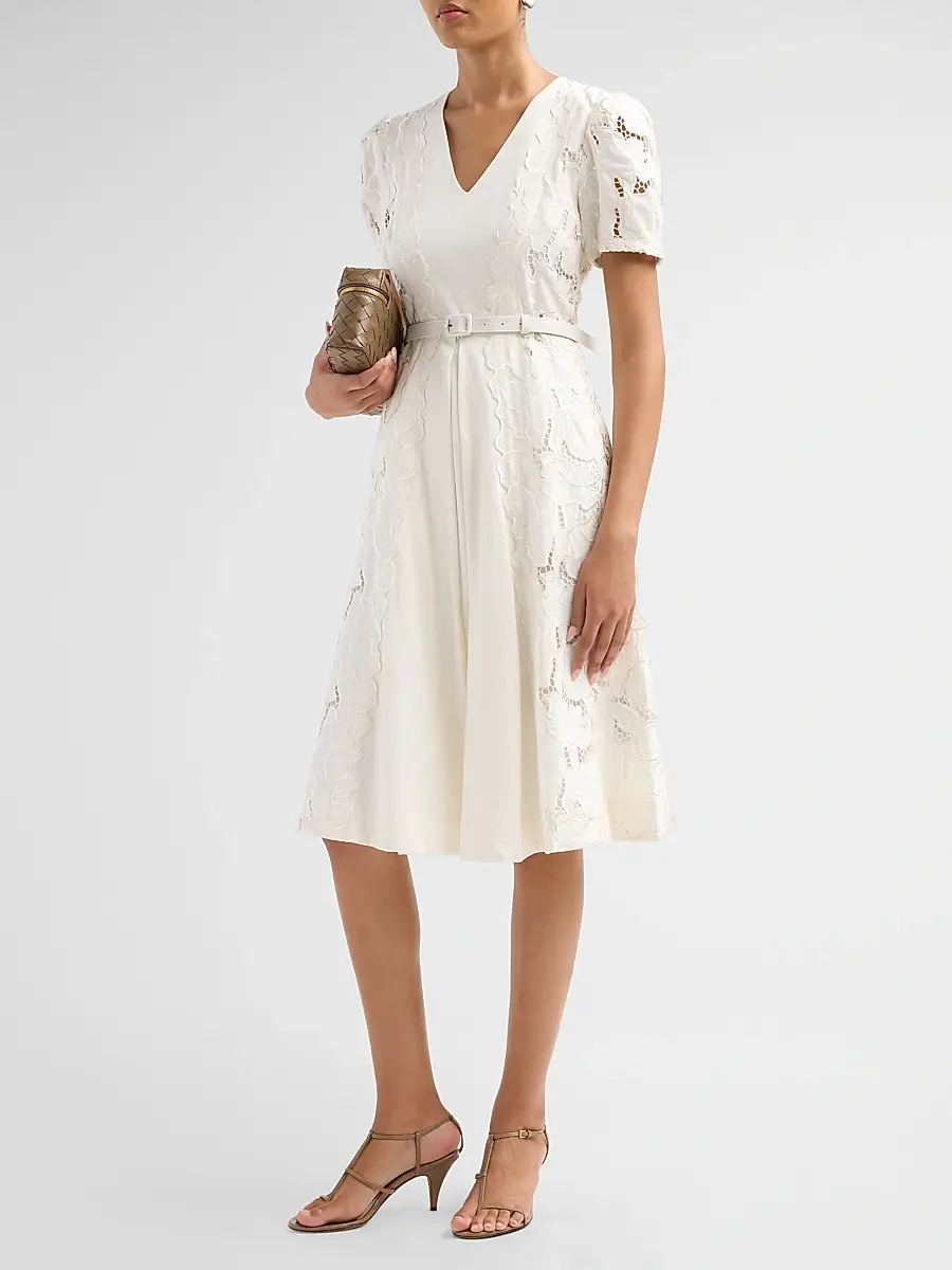 THEIA Women's Amal Floral-Embroidered Midi Dress | Thumbnail 4 THEIA Women's Amal Floral-Embroidered Midi Dress | Thumbnail 4
