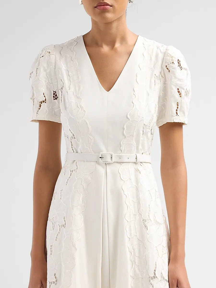 THEIA Women's Amal Floral-Embroidered Midi Dress | Thumbnail 5 THEIA Women's Amal Floral-Embroidered Midi Dress | Thumbnail 5