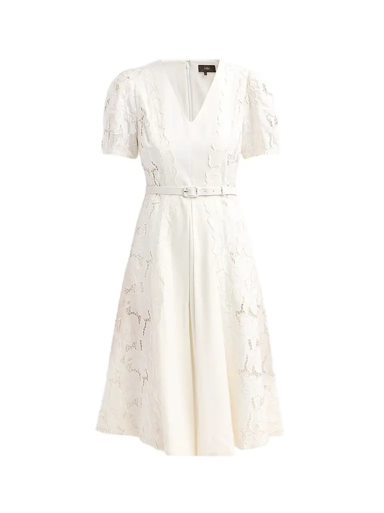 Theia Women's Amal Floral-Embroidered Midi Dress - White | Image 1 Theia Women's Amal Floral-Embroidered Midi Dress - White | Image 1