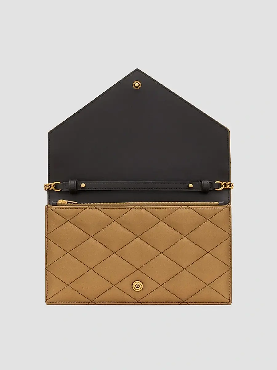 Saint Laurent Women's Paris Chain Wallet in Metallic Leather - Cool Bronze | Thumbnail 6 Saint Laurent Women's Paris Chain Wallet in Metallic Leather - Cool Bronze | Thumbnail 6