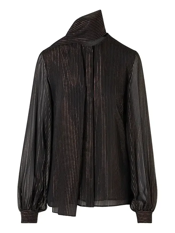 Women's Striped Silk Lamé Scarf Blouse Women's Striped Silk Lamé Scarf Blouse