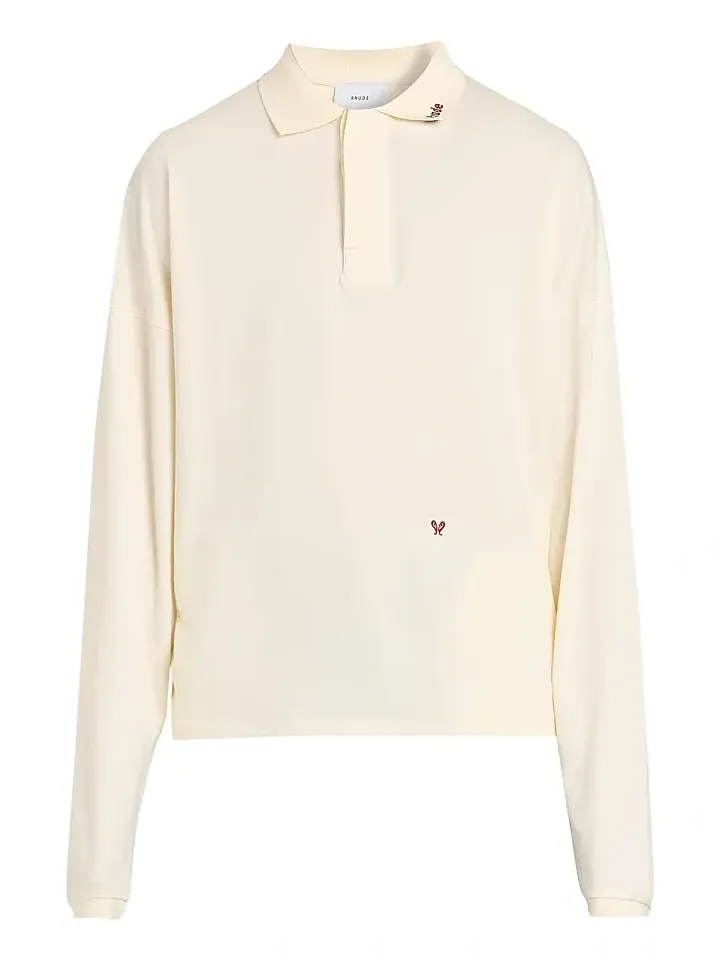 Men's Fontaine Oversized Long-Sleeve Polo Shirt Men's Fontaine Oversized Long-Sleeve Polo Shirt