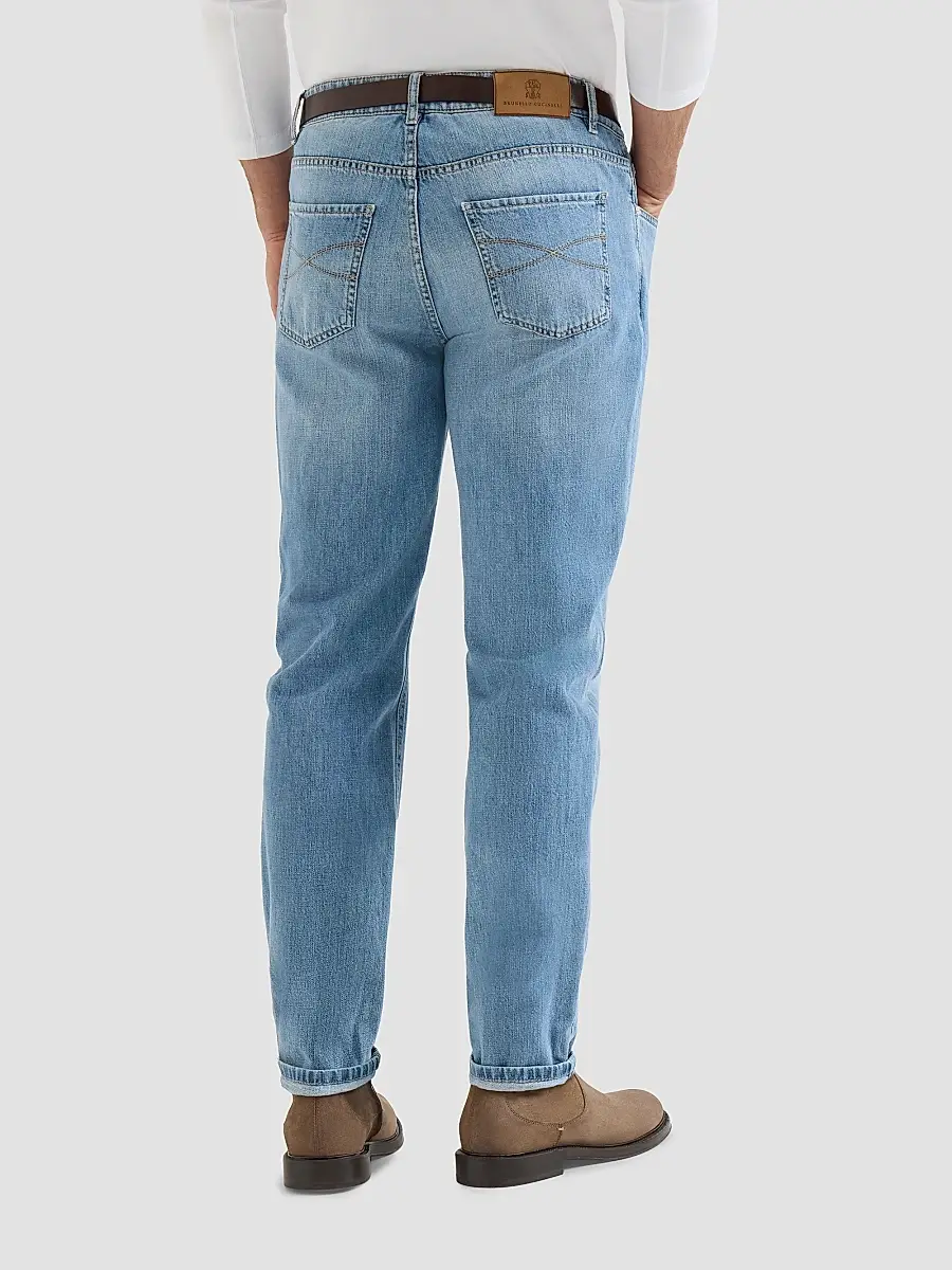 Brunello Cucinelli Men's Lightweight Denim Traditional Fit Five-Pocket Jeans | Thumbnail 3 Brunello Cucinelli Men's Lightweight Denim Traditional Fit Five-Pocket Jeans | Thumbnail 3