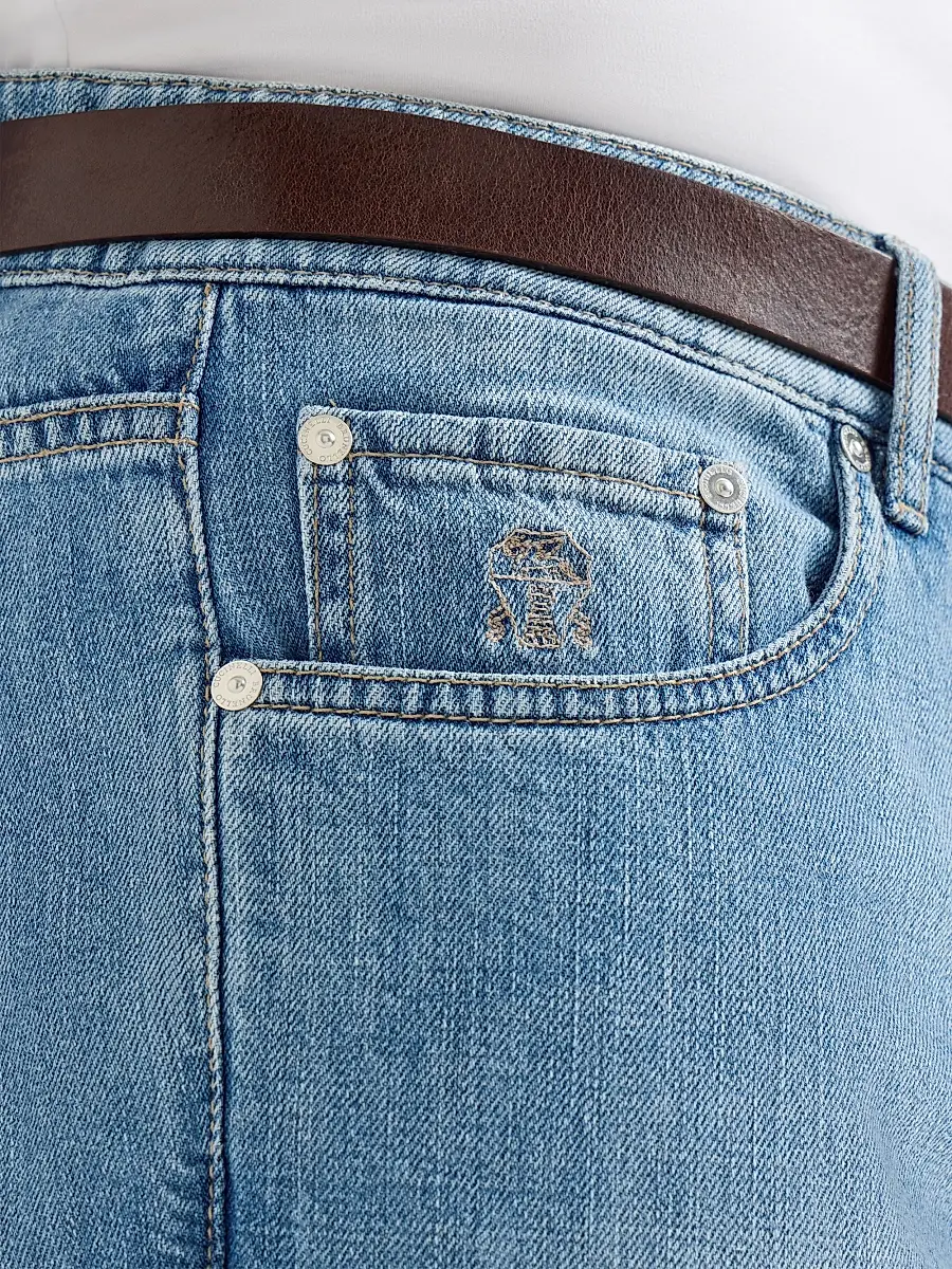 Brunello Cucinelli Men's Lightweight Denim Traditional Fit Five-Pocket Jeans | Thumbnail 5 Brunello Cucinelli Men's Lightweight Denim Traditional Fit Five-Pocket Jeans | Thumbnail 5