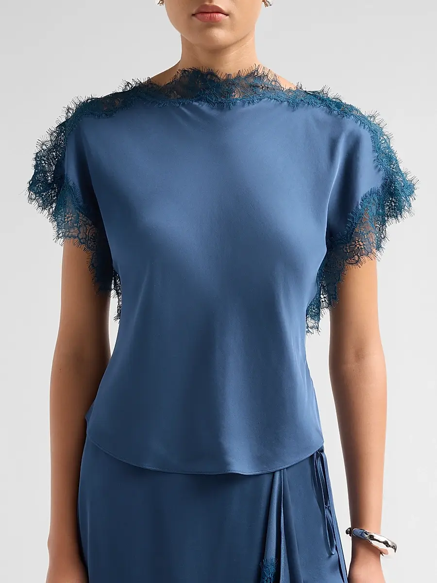 A.L.C. A. L.C. Women's Luna Lace-Trim Satin Top | Thumbnail 5 A.L.C. A. L.C. Women's Luna Lace-Trim Satin Top | Thumbnail 5