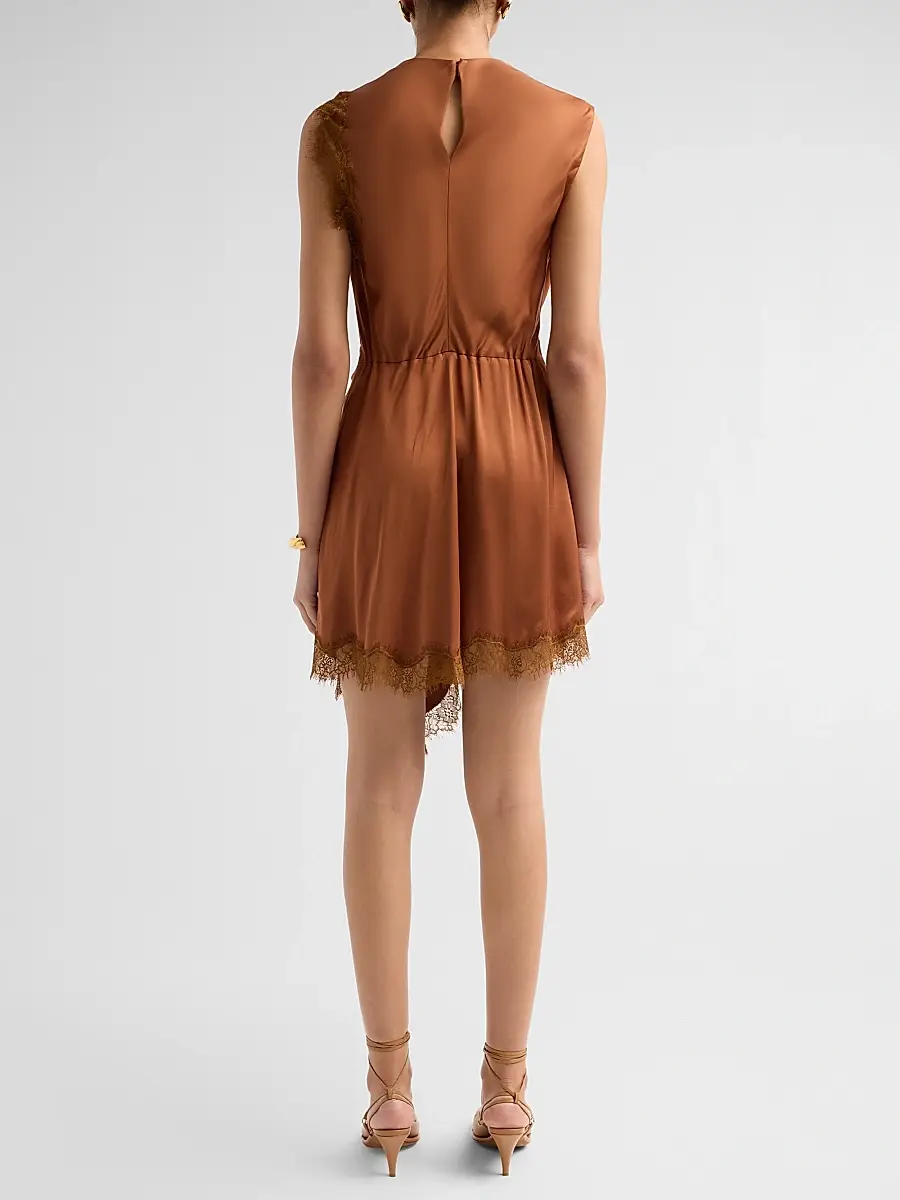 A.L.C. A. L.C. Women's Dion Lace-Trim Satin Mini Dress | Thumbnail 3 A.L.C. A. L.C. Women's Dion Lace-Trim Satin Mini Dress | Thumbnail 3