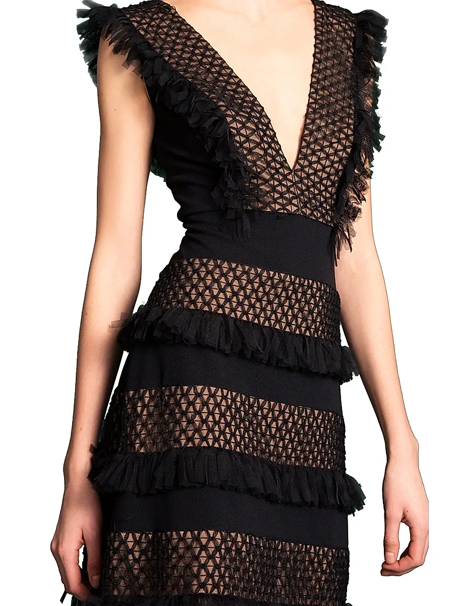 Tadashi Shoji Women's Tiered Ruffle Minidress | Thumbnail 4