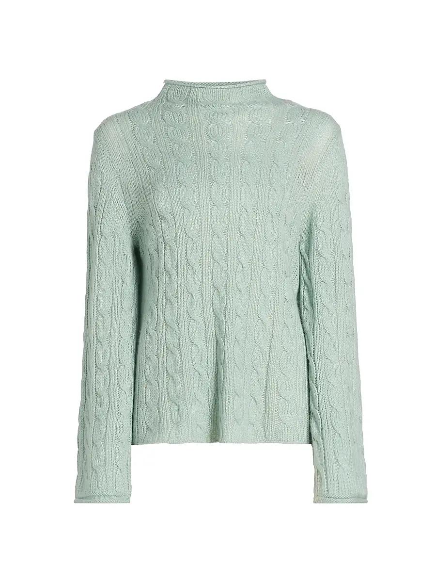 Guest In Residence Women's Cable-Knit Merino Wool-Blend Top - Sage Brush - Size XL | Image 1 Guest In Residence Women's Cable-Knit Merino Wool-Blend Top - Sage Brush - Size XL | Image 1