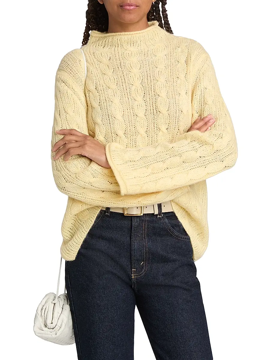 Guest In Residence Women's Cable-Knit Merino Wool-Blend Top | Thumbnail 3 Guest In Residence Women's Cable-Knit Merino Wool-Blend Top | Thumbnail 3