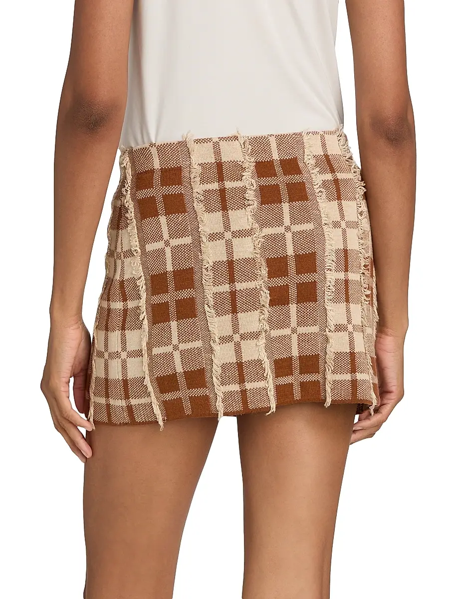 Guest In Residence Women's Fringe Plaid Silk-Linen Miniskirt | Thumbnail 5