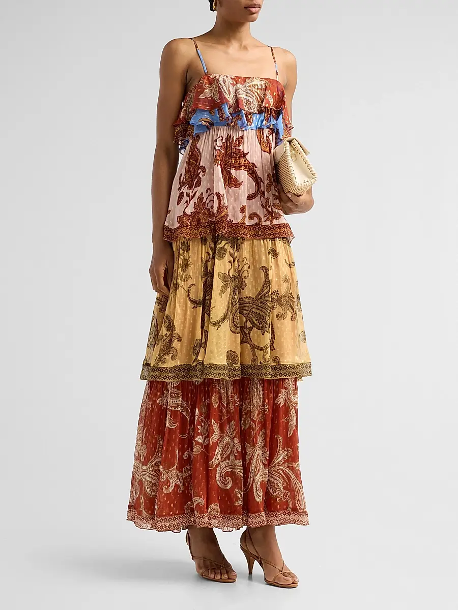 Hemant & Nandita Women's Printed Tiered Maxi Dress | Thumbnail 4 Hemant & Nandita Women's Printed Tiered Maxi Dress | Thumbnail 4