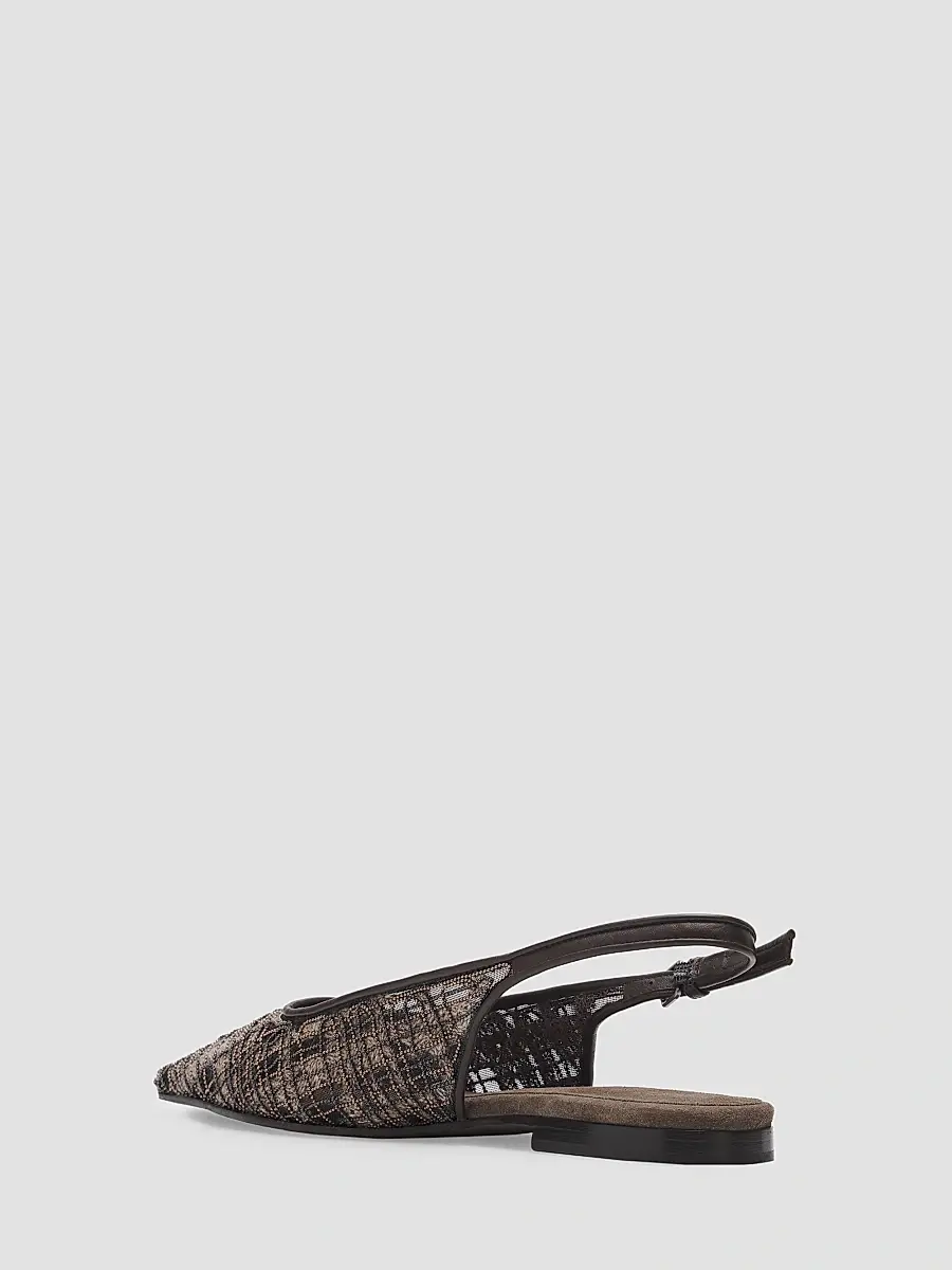 Brunello Cucinelli Women's Monili-Embroidered Check Flats | Thumbnail 2