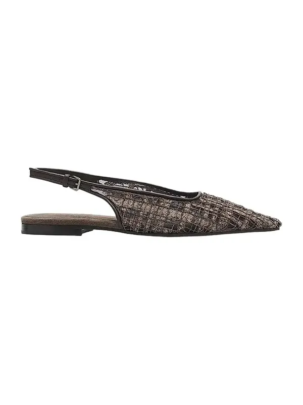 Brunello Cucinelli Women's Monili-Embroidered Check Flats