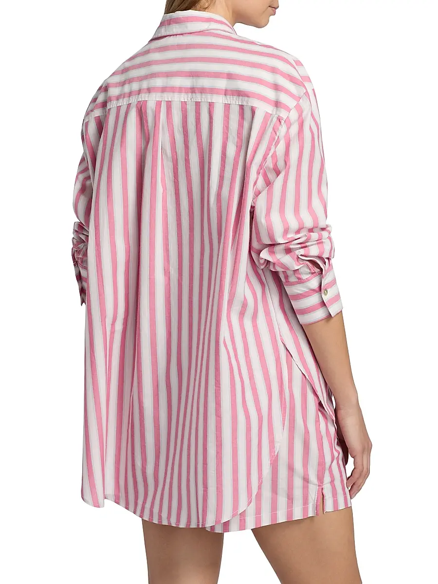 Papinelle Women's Striped Cotton Shirting Boxer Pajamas | Thumbnail 5