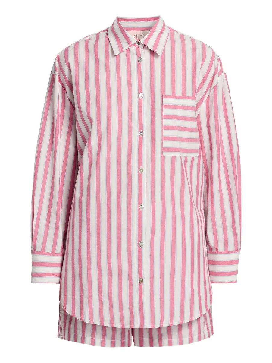 Women's Striped Cotton Shirting Boxer Pajamas Women's Striped Cotton Shirting Boxer Pajamas