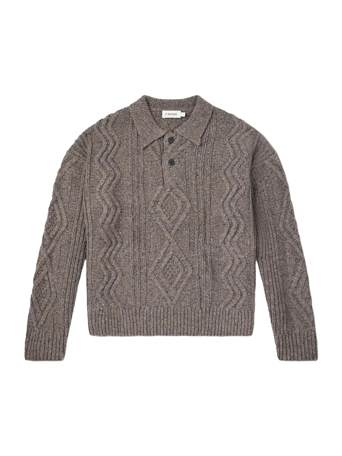 Cable-Knit Wool and Cashmere-Blend Polo Sweater - Men Cable-Knit Wool and Cashmere-Blend Polo Sweater - Men