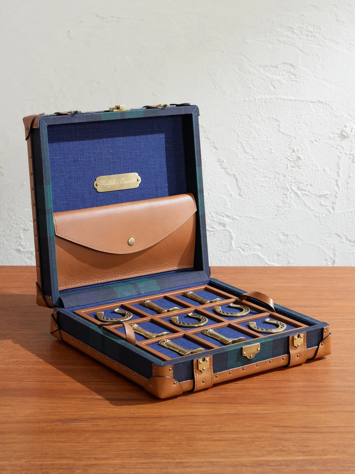 Ralph Lauren Home Sawyer Leather-Trimmed Checked Canvas Tic-Tac-Toe Set - Men