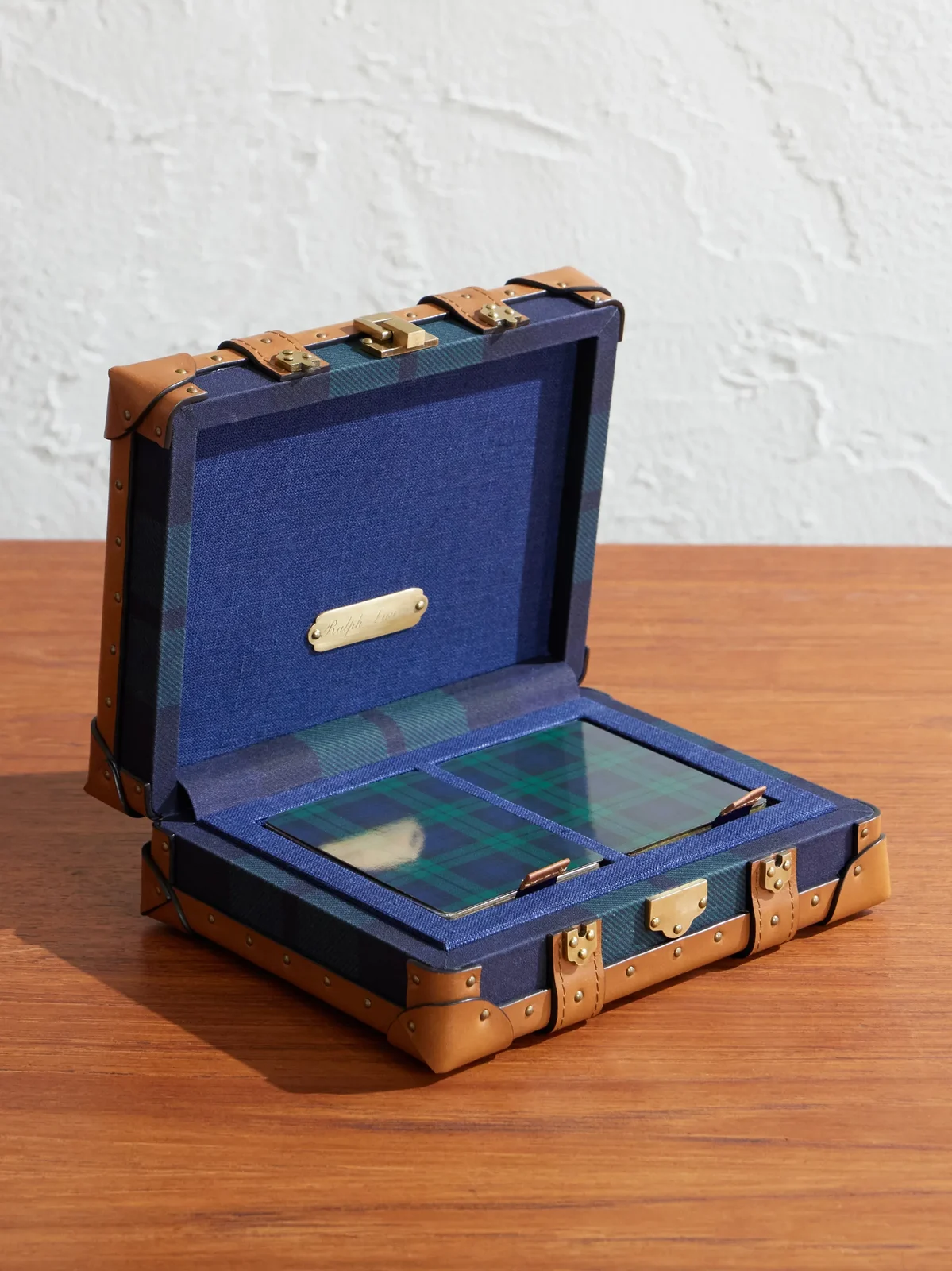Ralph Lauren Home Sawyer Leather-Trimmed Checked Canvas Card Set - Men