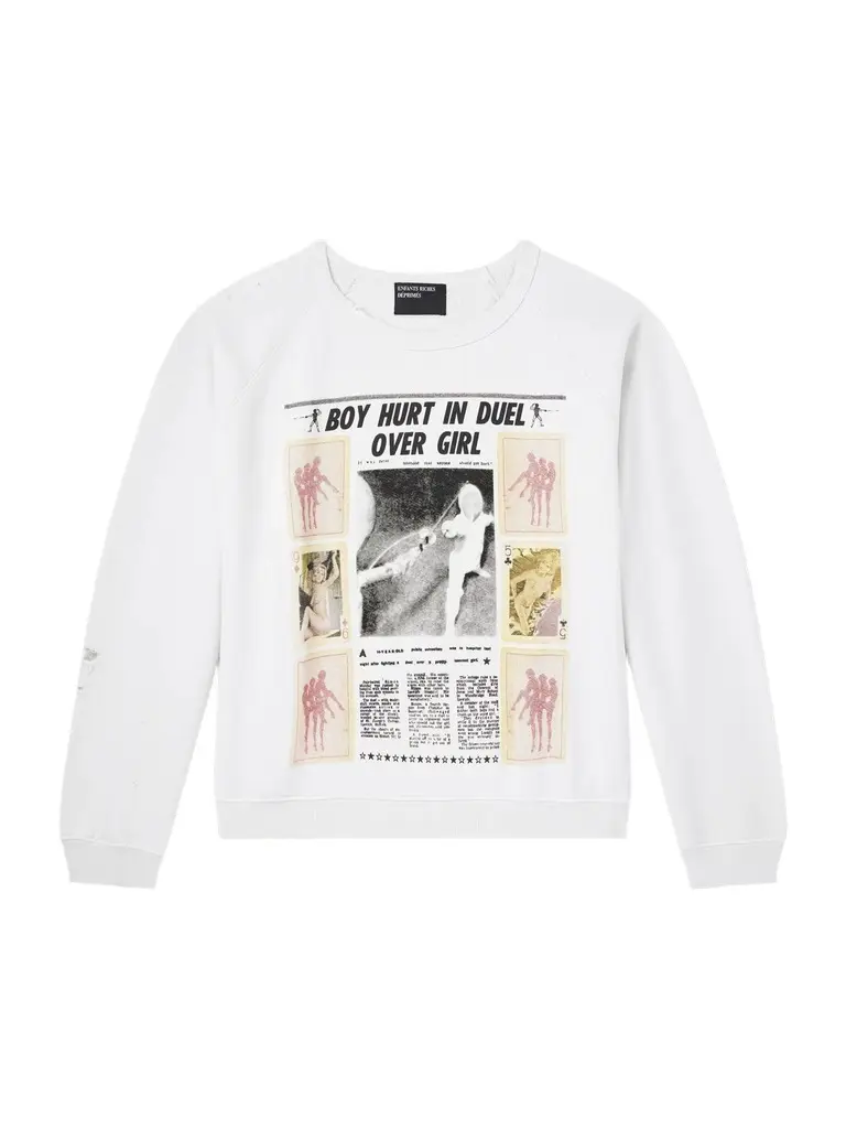 Enfants Riches Déprimés Boy Hurt in Duel Printed Cotton-Jersey Sweatshirt - Men | Image 1 Enfants Riches Déprimés Boy Hurt in Duel Printed Cotton-Jersey Sweatshirt - Men | Image 1