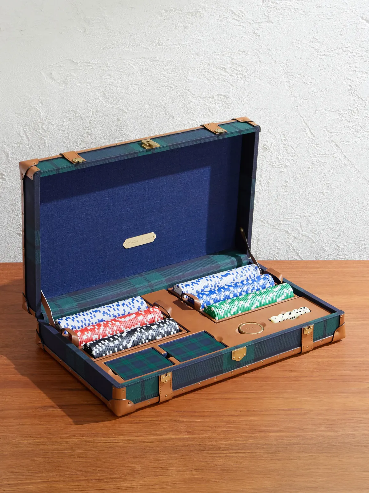 Ralph Lauren Home Sawyer Leather-Trimmed Checked Canvas Poker Set - Men