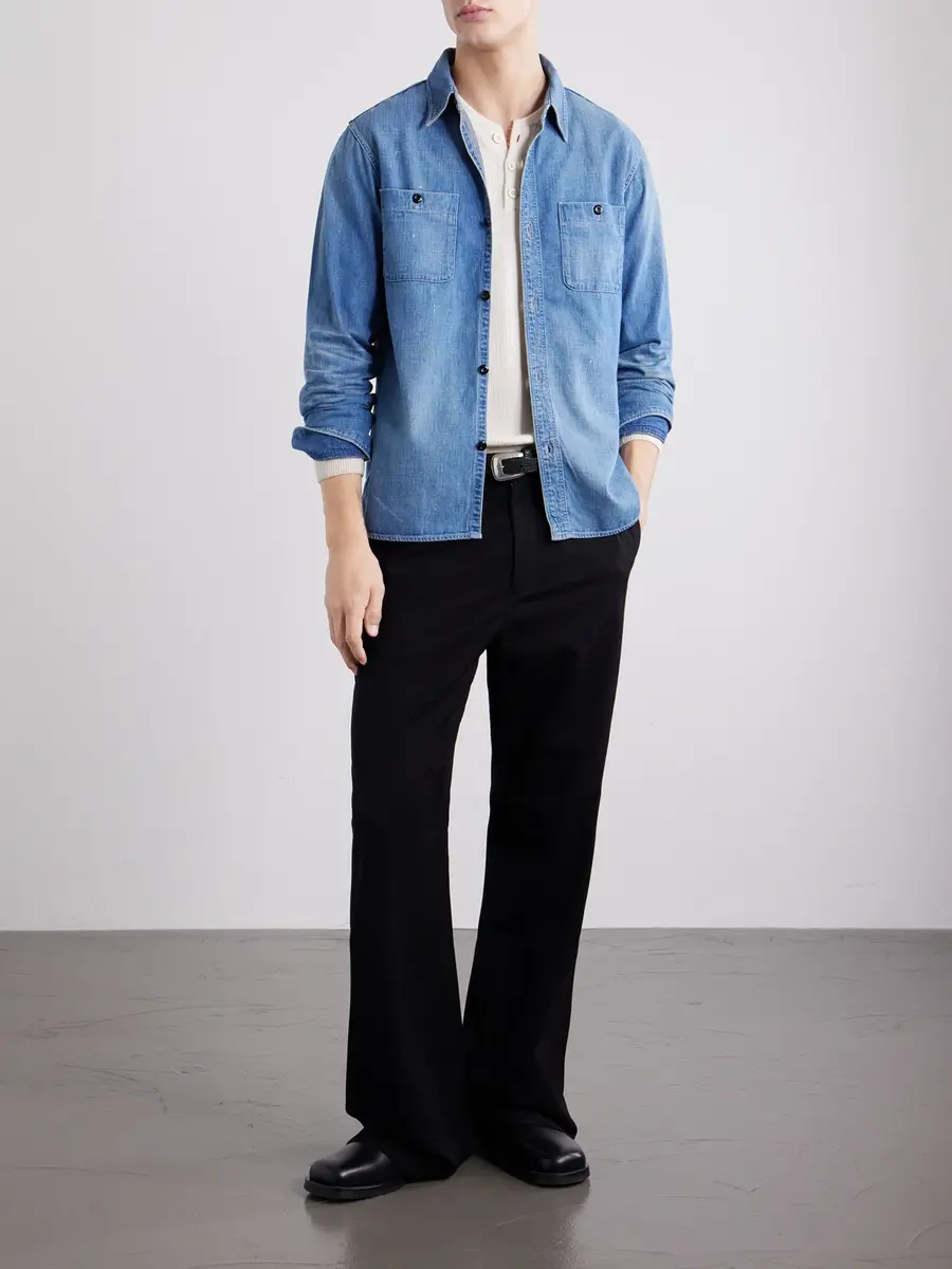 FULLCOUNT Distressed Denim Shirt - Men | Thumbnail 2