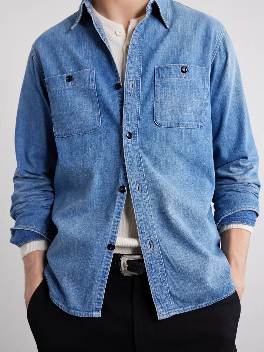 FULLCOUNT Distressed Denim Shirt - Men | Thumbnail 5