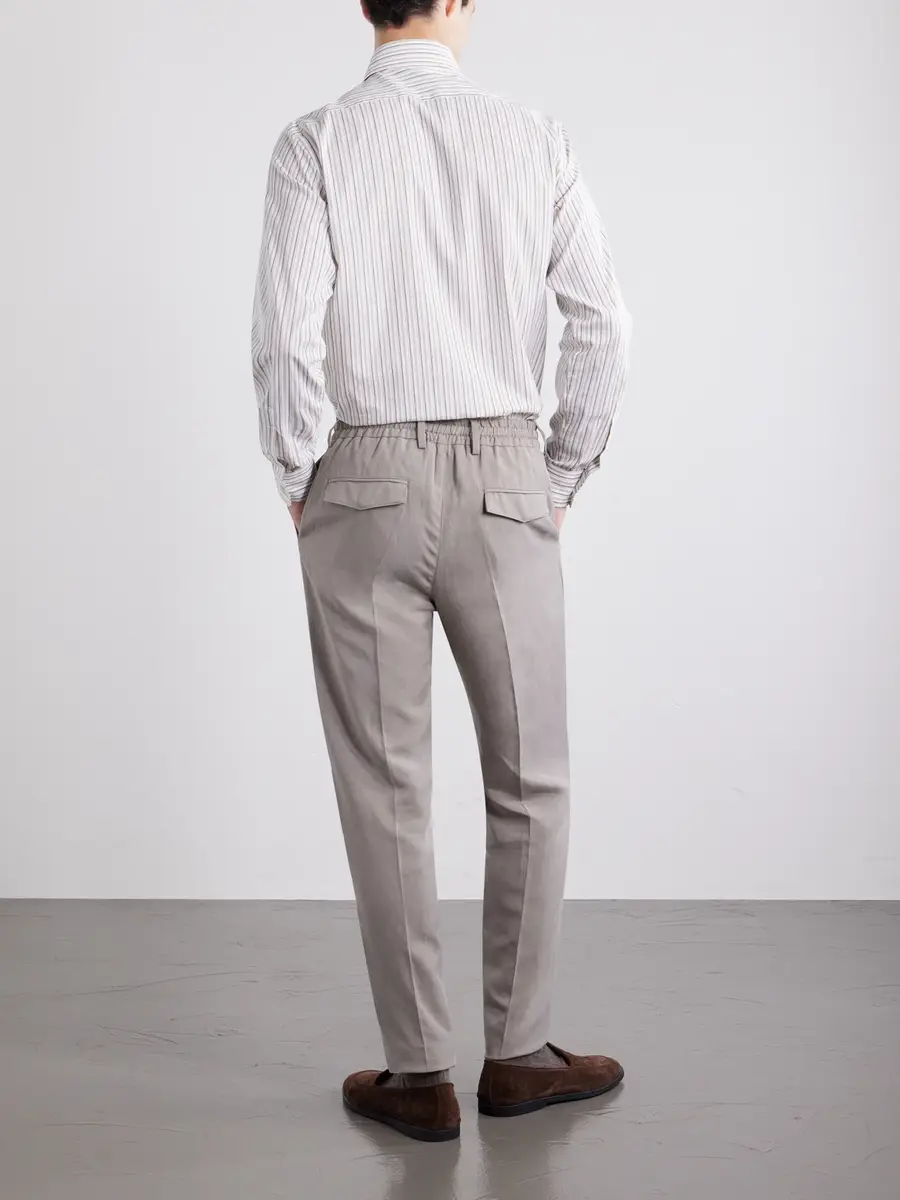 ELEVENTY Straight-Leg Lyocell and Linen-Blend Trousers - Men | Thumbnail 4 ELEVENTY Straight-Leg Lyocell and Linen-Blend Trousers - Men | Thumbnail 4
