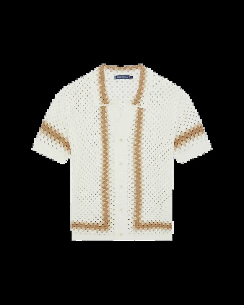 Frescobol Carioca Men's Marques Cotton Crochet Camp Shirt | Thumbnail 2 Frescobol Carioca Men's Marques Cotton Crochet Camp Shirt | Thumbnail 2