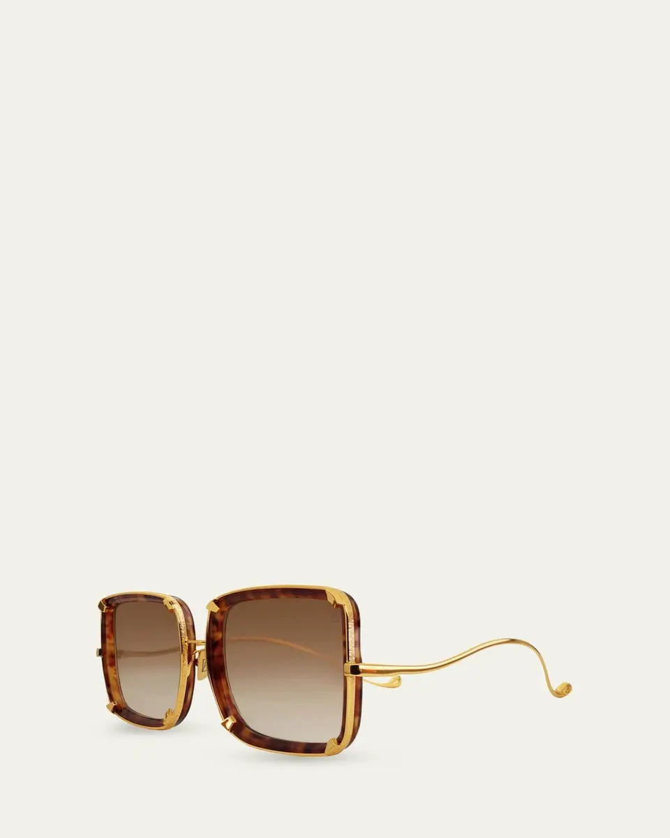 Anna-Karin Karlsson White Moon 24K Gold-Plated & Acetate Square Sunglasses | Thumbnail 2