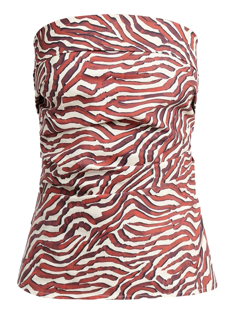 Maisy Strapless Ruched Top in Poplin