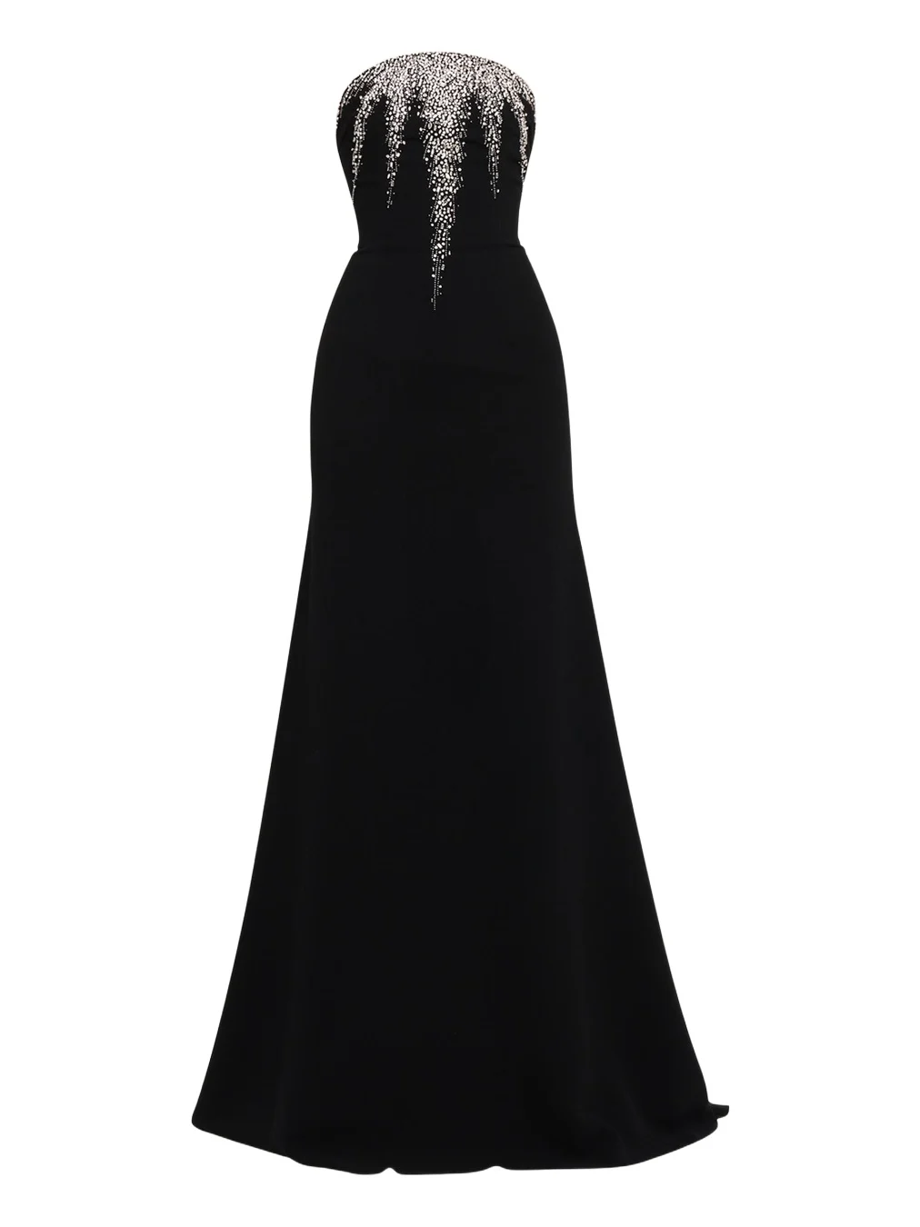 Strapless Crystal-Embellished Crepe Fit-&-Flare Gown
