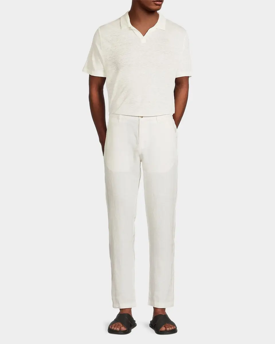 Onia Men's Linen Flat-Front Trousers | Thumbnail 2 Onia Men's Linen Flat-Front Trousers | Thumbnail 2