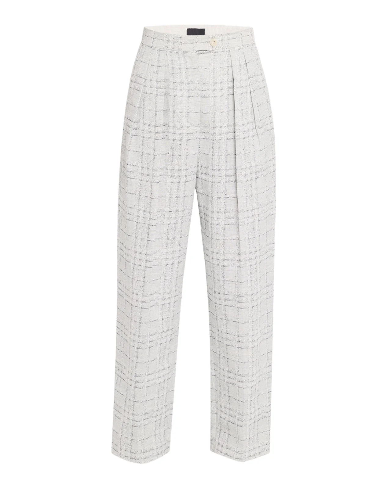 Pleated Check Cotton-Linen Trousers Pleated Check Cotton-Linen Trousers