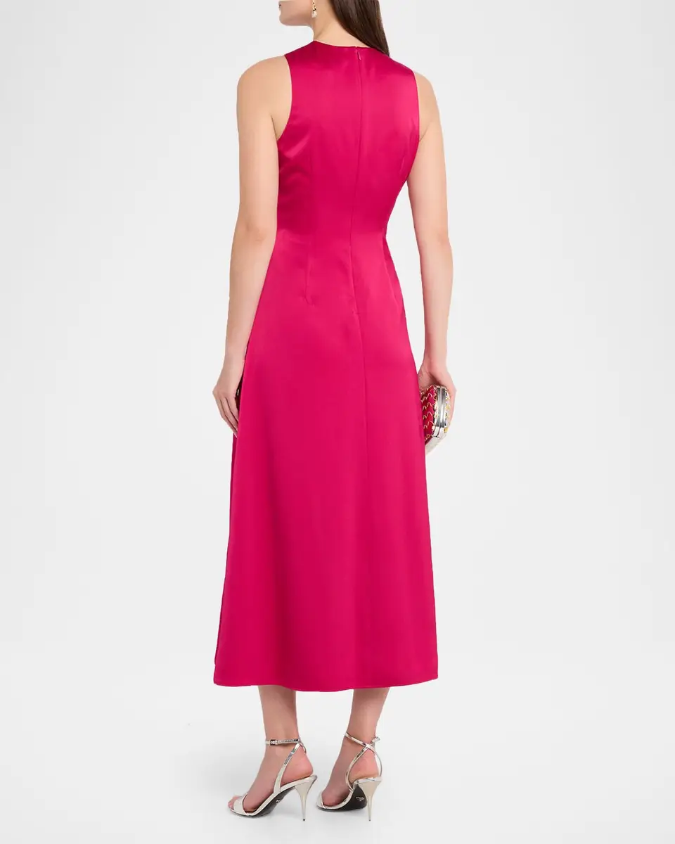 Aidan Mattox Draped Crepe Back Satin Midi Dress | Thumbnail 3 Aidan Mattox Draped Crepe Back Satin Midi Dress | Thumbnail 3