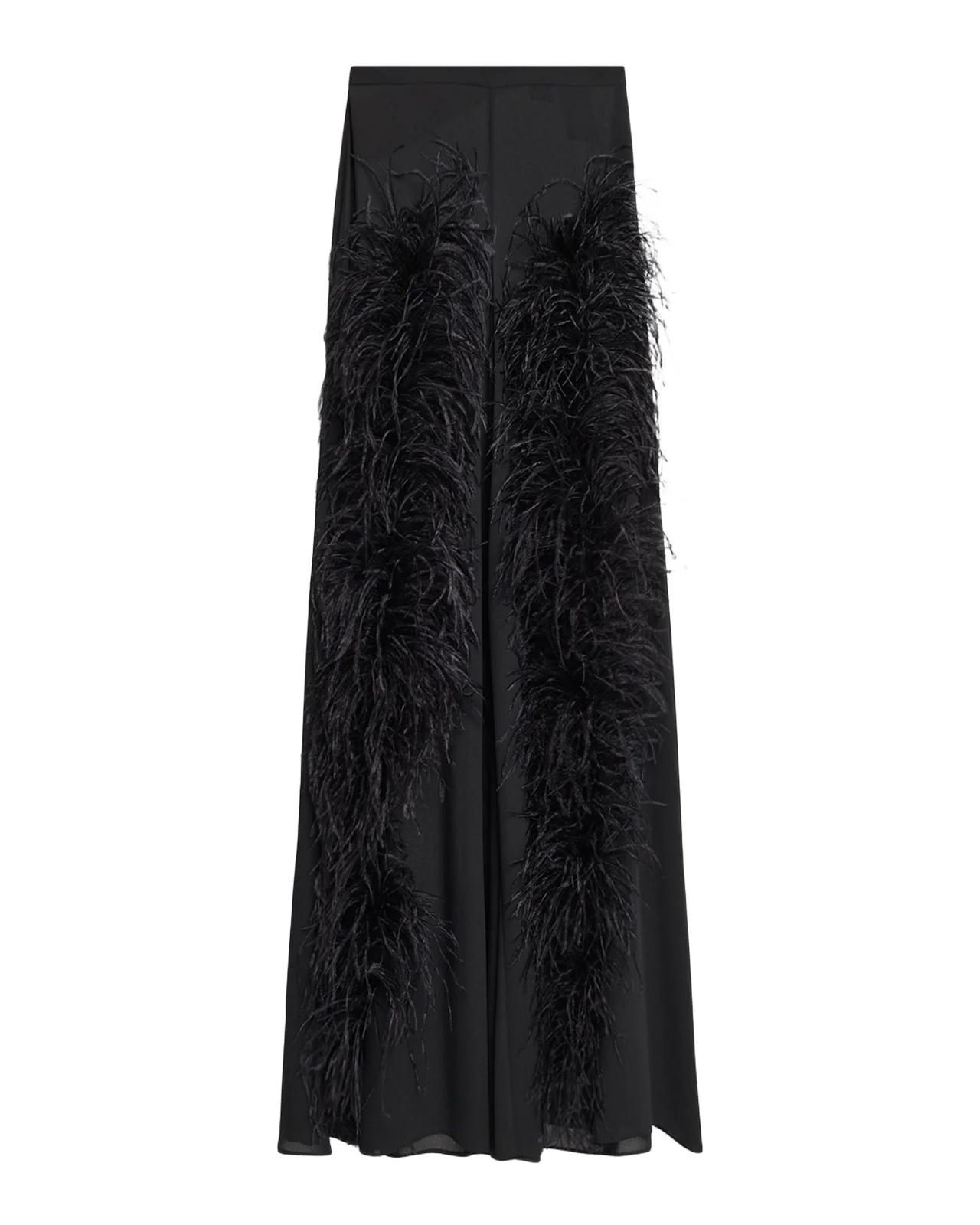 Lapointe Feather-Trim Georgette Wide-Leg Pants