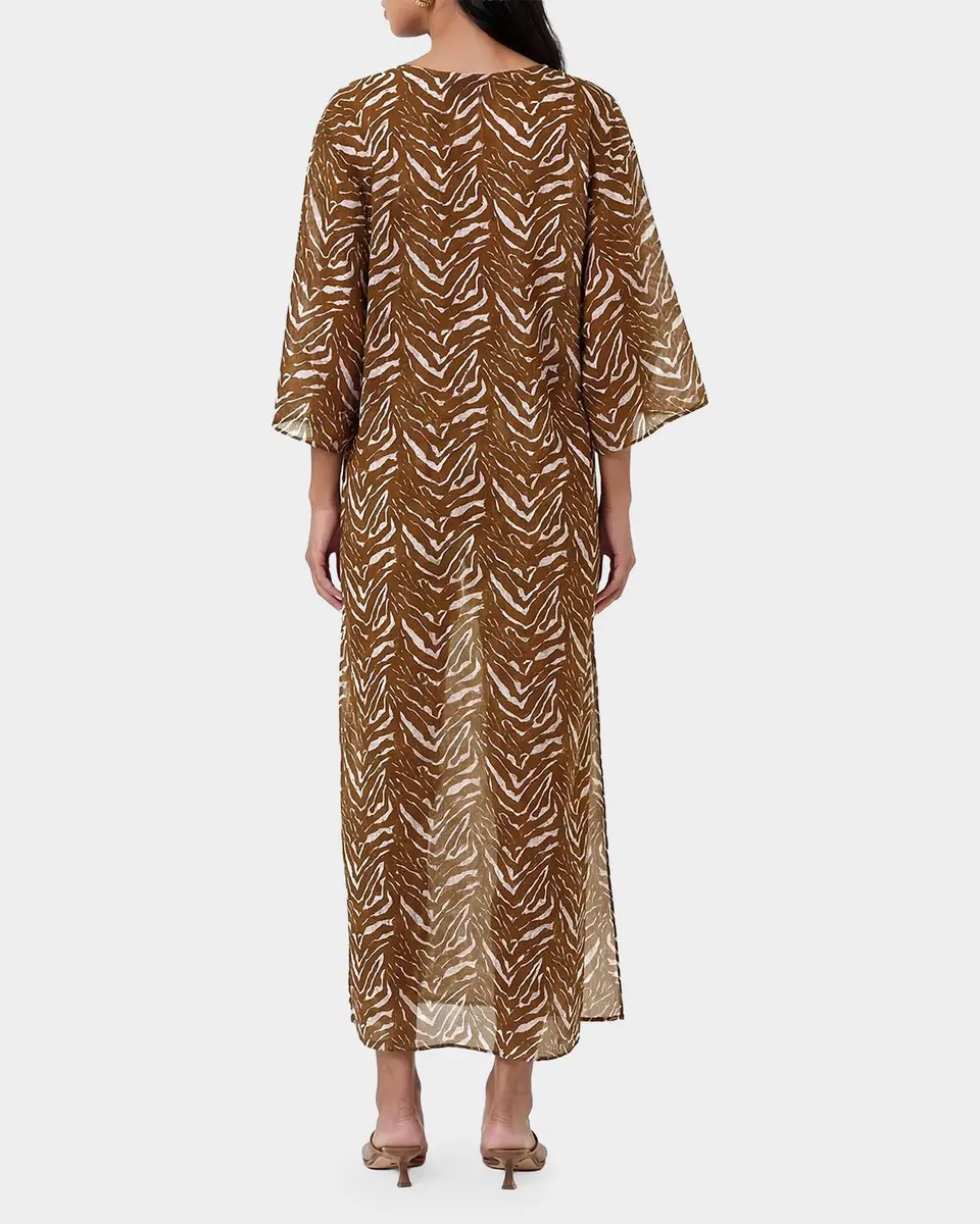 N/NICHOLAS Jovana Cotton Silk Caftan Maxi Dress | Thumbnail 3 N/NICHOLAS Jovana Cotton Silk Caftan Maxi Dress | Thumbnail 3
