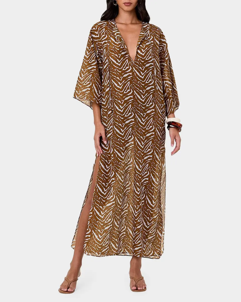 N/NICHOLAS Jovana Cotton Silk Caftan Maxi Dress | Thumbnail 4 N/NICHOLAS Jovana Cotton Silk Caftan Maxi Dress | Thumbnail 4