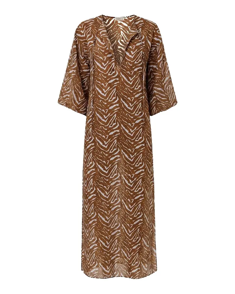 Jovana Cotton Silk Caftan Maxi Dress